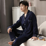 Autumn Winter 100% Cotton Pijama for Men Dormir Lounge Sleepwear Pyjamas Blue Bedgown Home Clothes Man Bedroom PJ Cotton Pajamas