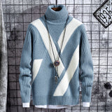 Winter thick warm sweater men's high collar casual splicing new men's Christmas Sweater loose Pullover men's sweater good qualit