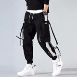 Foesce Ribbons Harem Joggers Men Cargo Pants Streetwear Hip Hop Casual Pockets Track Pants Male Harajuku Fashion Trousers