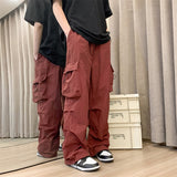 Men Casual Cargo Pants Streetwear Big Pocket Baggy Mopping Trousers Harajuku Hip Hop Loose Women Wide Leg Pants Overalls