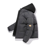 Korean Winter Jacket Streetwear Men's and Women's Couple Hooded Outerwear Thicken Warm Coat Oversized Puffer Jacket with Hood