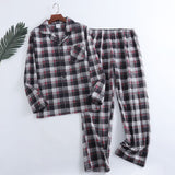 Foesce Plaid Design Multi Colors Warm Cotton Flannel Long-sleeved Trousers Pajamas for Men Autumn and Winter Homewear Sleepwear Sets