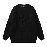 Heart Jacquard Knitted Sweater Mens Autumn O Neck Loose Pullover Streetwear Couple Long Sleeve Sweater Hip Hop Clothing