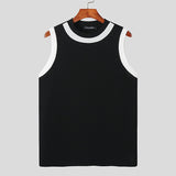 Fashion Men Tank Tops Patchwork O-neck Sleeveless Fitness Casual Vests Summer Streetwear Leisure Men Clothing S-5XL