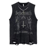 5 Designs Men's Vest Gothic Style Crop Top Punk Heavy Metal Cropped Casual Harajuku Demon Black Vintage Washed Summer Streetwear