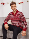 Men's Christmas Elk Lapel Knit Sweater