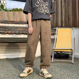 3 Color Plaid Pants Men Fashion Retro Casual Wide Leg Pants Mens Japanese Streetwear Loose Hip Hop Straight Pants Mens Trousers