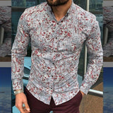 Trendy Men's Printed Long Sleeve Shirts Stylish Thin Tops Social Spring Clothes Free Shipping Vintage Cheap Wholesale