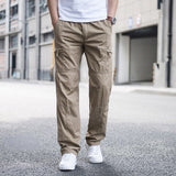 Big Size 6XL Men's Cargo Trousers Straight Leg Work Pants Men Cotton Casual Loose Spring Summer Wide Overalls Male Multi Pockets