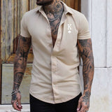 Summer Short Sleeve Men's Slim Shirts Fashion Graphic Print Button-up Shirt Streetwear Men Clothing Classic Turn-down Collar Top