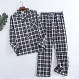 Foesce Plaid Design Multi Colors Warm Cotton Flannel Long-sleeved Trousers Pajamas for Men Autumn and Winter Homewear Sleepwear Sets