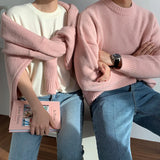 Foesce Mens Winter Knitted Casual Loose Sweaters Oversized Male Pullover O Neck Jumpers Men's Vintage Solid Knitwear Men Clothing