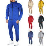 Logo custom Men's Spring Zipper Jacket Long Pants 2 Piece Set Male Casual Hooded Solid Sportswear Sets Autumn Gyms Sweat Suits