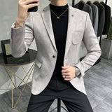 Foesce Leather Jacket Blazer Men Casual Slim Blazer Hombre Suit Leather Jacket Men Terno Masculino Men Clothing 6 Color