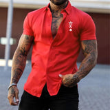 Summer Short Sleeve Men's Slim Shirts Fashion Graphic Print Button-up Shirt Streetwear Men Clothing Classic Turn-down Collar Top