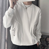 Splicing Sweatshirts Harajuku Pullover Hoodies Streetwear Hip Hop Casual Outerwear Fashion Tops Letter Men O-neck Pullover White