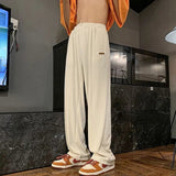 Men's Sweatpants Loose Straight Casual Spring Thin Comfortable Solid Waist Drawstring Oversized Wide Leg Hiphop Sports Trousers