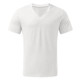 Man T Shirt Summer White T Shirts Hipster T-shirts Low Cut V Neck Comfortable Tee Shirt Tops Men's Short Sleeve Casual Pullover