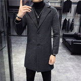 Men's Thick Wool Blends Trench Long Casual Top Coats Fashion Warm Coat Lapel Collar Overcoat Plus Size 5XL Male Slim Windbreaker