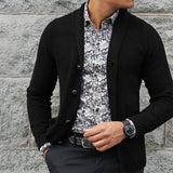 Men's Cardigan Single-breasted Knit Sweater Harajuku Coats Streetwear Male Slim Fit with Lapels Can Be Worn Outside