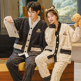 Flannel Sleepwear New Women Men Winter Warm Fleece Couples Pajamas Set Lovers Nightgown Kimono Pijamas Home Clothes