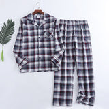 Foesce Plaid Design Multi Colors Warm Cotton Flannel Long-sleeved Trousers Pajamas for Men Autumn and Winter Homewear Sleepwear Sets