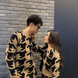 Women Couple Cropped Sweet Dating New Spring Knitted Casual Daily Holiday Fashion Autumn O-neck Student Female Sweaters