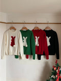 Foesce New Korean Fashion New Year Sweaters Pullovers Rabbit Knitted Elegant Women Winter Spring Vintage Tops