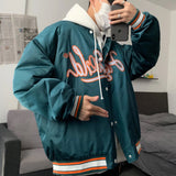 Foesce Loose Jacket Men Women Letter Print Vintage Baseball Jersey Embroidered Jacket