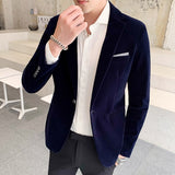 5XL New Autum Velvet Wedding Dress Coat Mens Blazer Jacket Fashion Casual Suit Jacket Stage Men's Business Blazers Costume Homme