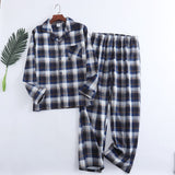 Foesce Plaid Design Multi Colors Warm Cotton Flannel Long-sleeved Trousers Pajamas for Men Autumn and Winter Homewear Sleepwear Sets