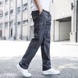 Big Size 6XL Men's Cargo Trousers Straight Leg Work Pants Men Cotton Casual Loose Spring Summer Wide Overalls Male Multi Pockets