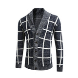 Gentleman Autumn Winter Men's Wool Knitted Cardigan Fashion Thickened Korean Elegant Casual Sweater Loose Lattice Coat