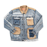 Men Punk Denim Jackets Multi Pockets Painted Coats Streetwear Oversize Coat for Male