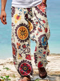 Foesce Summer Men Baggy Pants Casual Printed Design Wide Leg Trousers Retro Vintage Beach Hawaiian Plus Size Loose Pants Man Streetwear