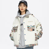 Folk-custom Retro Patchwork Jacket Men Baggy Turn-down Collar Coat Unisex Loose Casual Harajuku Outwear Male Streetwear