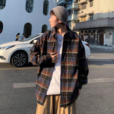 Foesce  Spring Autumn Plaid Tweed Men Shirt Coat Long Sleeve Loose Casual Cardigan Fashion Blouses Brand Male Clothing