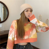 Tie dye sweatshirt women spring and autumn Korean version ins loose couple tops Harajuku trend College style round neck clothes