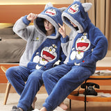 Foesce Couple Pajamas Set Women Men Thicken Pyjamas Winter Warm Anime Bear Kawaii Sleepwear Korean Loose Lovers Homewear Pijamas Suit