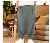 Japanese Loose Men's Cotton Linen Pants Male Summer New Breathable Solid Color Linen Trousers Fitness Streetwear Plus Size M-5XL