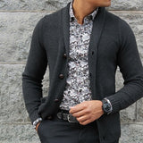 Men's Cardigan Single-breasted Knit Sweater Harajuku Coats Streetwear Male Slim Fit with Lapels Can Be Worn Outside