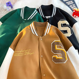 Mens Jackets Retro Letter S Embroidered Baseball Uniform Women Tide Autumn New Loose Couple Street Winter Bomber Jacket Men