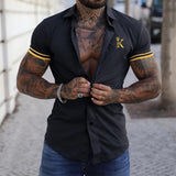 Summer Short Sleeve Men's Slim Shirts Fashion Graphic Print Button-up Shirt Streetwear Men Clothing Classic Turn-down Collar Top