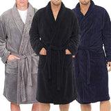 Foesce Plush Long Flannel Bath Home Male Sleepwear Clothes Robe Casual Robe Warm Man Mens Lounge Nightgown Winter Sleeve Bathrobe Shawl