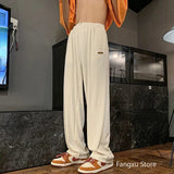 Men's Sweatpants Loose Straight Casual Spring Thin Comfortable Solid Waist Drawstring Oversized Wide Leg Hiphop Sports Trousers