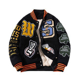 Embroidery Varsity Jacket Men Women Letter Winter American Baseball Jacket Hip Hop Woolen Coat Thick Warm Outwear Parkas Brown