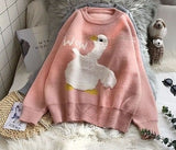 Cute Duck Goose Cartoon Sweater Autumn Winter Men Pullovers Women Knitted Jumper Sweaters Couple Japanese Streetwear