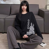 Big Size Pajamas Set for Couple Autumn Long-sleeved Pants Two Piece Sleepwear Spring Plus Size Loungewear Cotton Nightwear New