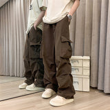 Men Casual Cargo Pants Streetwear Big Pocket Baggy Mopping Trousers Harajuku Hip Hop Loose Women Wide Leg Pants Overalls