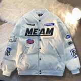 High Street Embroidered Letter PU Puffer Jacket Men Women Y2k Hip Hop Baseball Parkas Winter Thick Padded Coat Warm College Tops